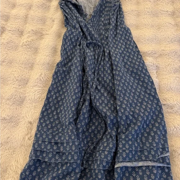 Faherty Blue Geometric Midi Dress